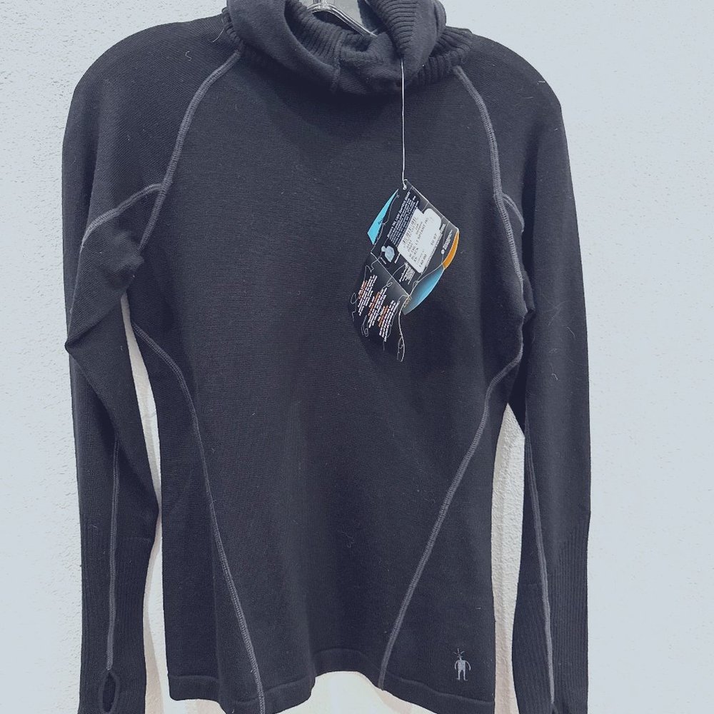 SMARTWOOL Black Hooded Wool Pullover Sweater Thermal XS NWT